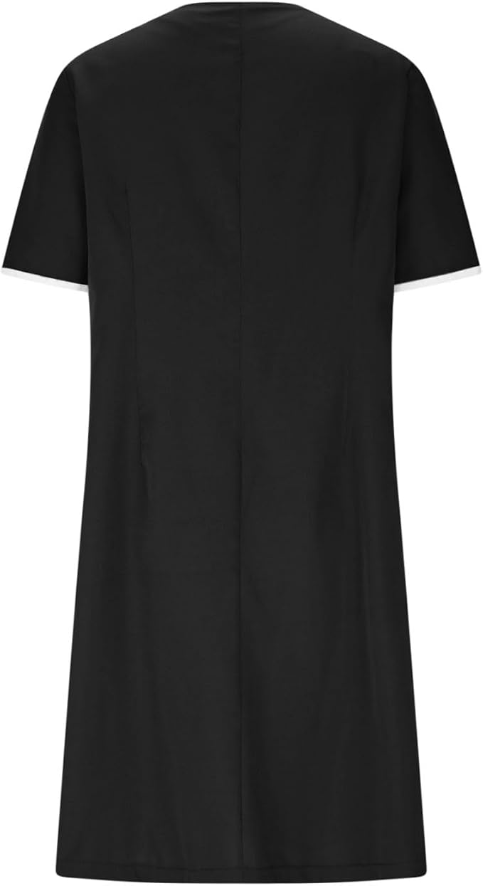 Scrubs Dress for Women - Button Front Nursing Workwear - Casual Housekeeping Dresses with Pockets