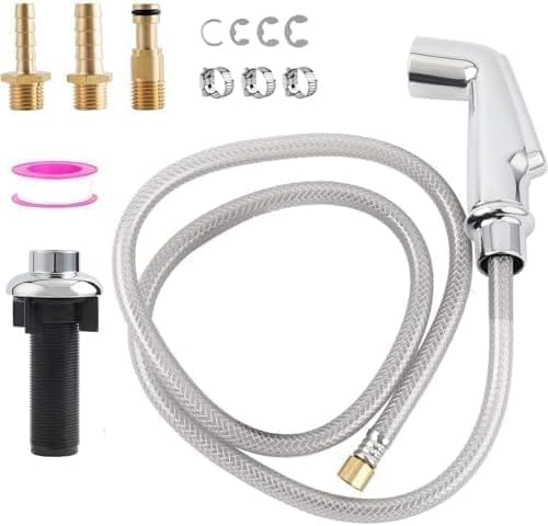 Universal Kitchen Sink Side Sprayer Replacement with Quick Adapter, Chrome | NSF/ANSI/CAN 372 Certified, Compatible with Moen/Delta, Sink Faucet Sprayer Attachment/Hose/Holder, Pull-Out Side Sprayer