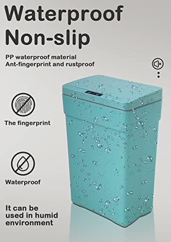 13 Gallon/50 L Kitchen Trash Can with Touch-Free & Motion Sensor Lid, Plastic Garbage Can with Automatic Lid, Cute Trash Bin for Bathroom & Bedroom