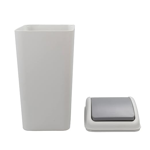 4.5 Gallon Swing-Top Trash Can, Small Waste Bin | Removable Lid, Compact Garbage Bin for Under-Counter, Kitchen, Bathroom, Bedroom or Office, Gray