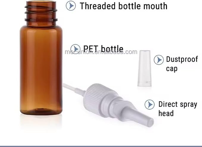 Nasal Spray Bottle Empty Amber Glass 1 oz Nasal Sprayer! EMPTY, Refillable, Travel Sized, Quality Glass for Saline Applications! (4 amber bottles)