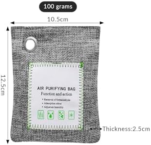 2 Bags Natural Air Purifying Bag | Bamboo Charcoal Odor Absorber for Home & Car | Closet Odor Eliminator, Small Room Deodorizer & Car Air Freshener | Charcoal Bags (100g gray2, Unscented)