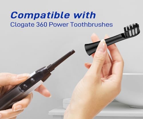 Replacement Toothbrush Heads Compatible with Colgate 360 Power Charoal Battery Toothbrush, Black, 10 Pack