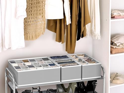 Simple Houseware Closet Underwear Organizer Drawer Divider Assorted 7 pcs | Gray