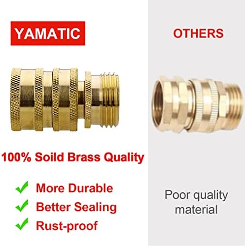 YAMATIC Brass Garden Hose Quick Connect Fittings, 3/4" Thread (2 PACK) | Heavy Duty Solid Brass Fittings, Durability and Leakproof for Garden, Yard, Lawn, Instant Connection