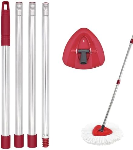 Mop Handle for Ocedar, Mop Handle for O Cedar, Spin Mops Replacement Stick and Base for Ocedar, 4-Section Mops Handles and Base for O Cedar, 30" to 58" Mop Stick Pole and Base for Cedar Mop