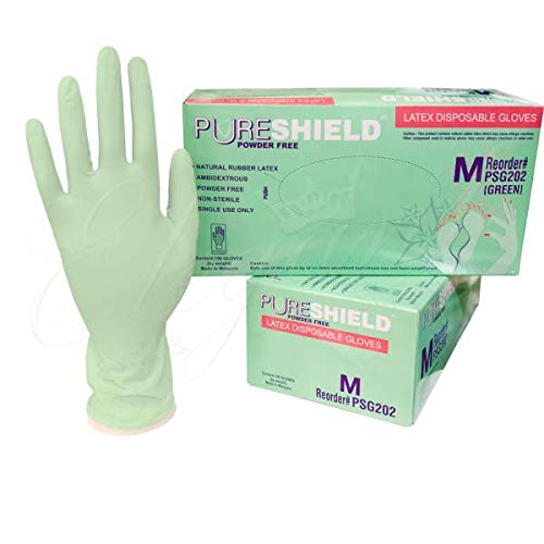 PS202-1B Latex Disposable Gloves Powder, Medium, 100ct Box