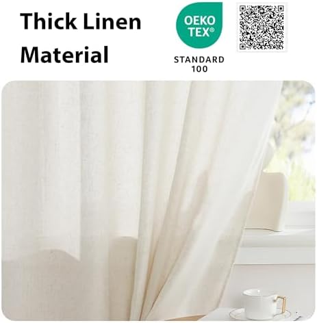 NICETOWN Natural Kitchen Sheer Door Window Curtain 26 x 40 inches Long | Light Filtering, Rod Pocket with Tieback, Farmhouse French Door Shade for Front Back Window Cover, 1 Panel, Off White