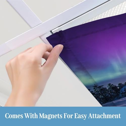 4 Pack Fluorescent Light Covers for Ceiling Lights snowy mountains starry Fantastic Winter Magical Landscape snowy Decorative Magnetic Fluorescent Light Filters for Classroom Office Home 4x2 ft