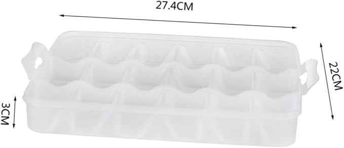 Luxshiny Dumpling Storage Box Four Layer PP Organizer with 18 Grids | Portable Handle, Food Preservation, Odor Separation, Camping and Housekeeping Use, Stackable Design, Four Trays