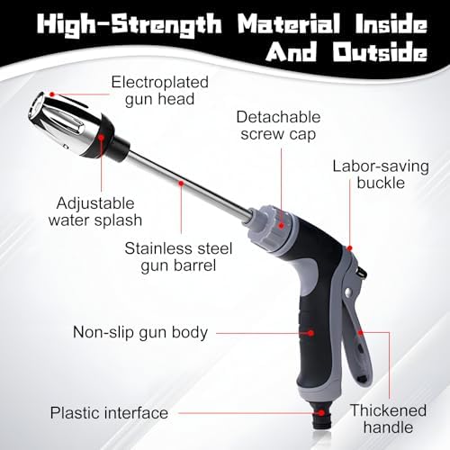 Pressure Washer, High Pressure Hose Nozzle with Connectors, Water Sprayer Cleaning Tool for Car Window, High and Portable Pressure Washer Wand for Plant Watering and Lawn Care(Water Gun + Connector)