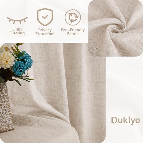 Semi Sheer Kitchen 24 Inch Short Curtains 2 Panels Set Flax Linen | Light Filtering, Boho Farmhouse Elegant Drapes, for Bathroom Laundry RV Cafe Windows, Tan Beige Curtain, Rod Pocket, W25xL24