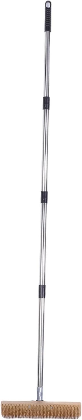 Haofy Stainless Steel Wire Scrub Brush, Outdoor Tool with 48.8 Inch Adjustable Handle for Patio Concrete Garage Floors Deck Moss Grime Removal (30cm / 11.8in)