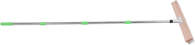 Deck Scrub Brush | 50cm Wide Stainless Steel Wire Broom for Concrete/Patio/Garage | Long Handle Adjusts 40-160cm, Clears Moss & Stubborn Debris