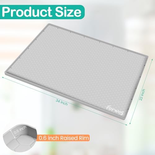 Silicone Under Sink Mat 34"x22", Waterproof Cabinet Liner, LightGrey | Shelf Liner, Cabinet Protector, Home Organizer, for Kitchen, Bathroom, Multipurpose, Leak Proof, Easy Clean, Drip Tray, Clean
