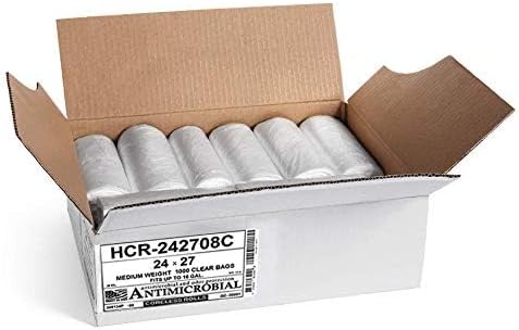 Aluf Plastics 12 Gal Clear Trash Bags, 8 Micron (EQ.), 24" x 27" (1000 Pk)