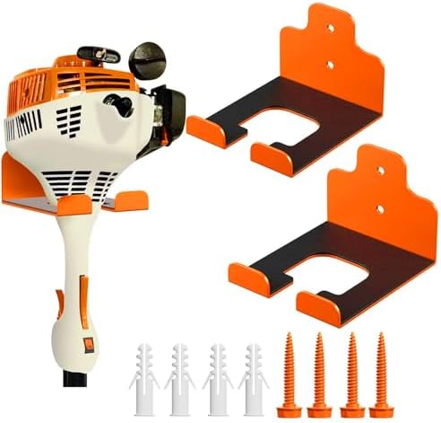 JNIHEEP Garage Organizer Trimmer Rack,Garden Power Tool Hanger,2Pack,Orange | Weedeater Rack, Heavy Duty Weed Whackers Holder Wall Mounted for Grass Trimmer, Hedge Trimmer, Garage Trimmer, Garden Tools