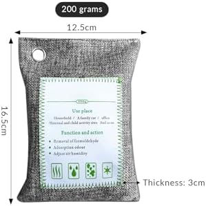 2 Bags Natural Air Purifying Bag | Bamboo Charcoal Odor Absorber for Home & Car | Closet Odor Eliminator, Small Room Deodorizer & Car Air Freshener | Charcoal Bags (200g gray2, Unscented)
