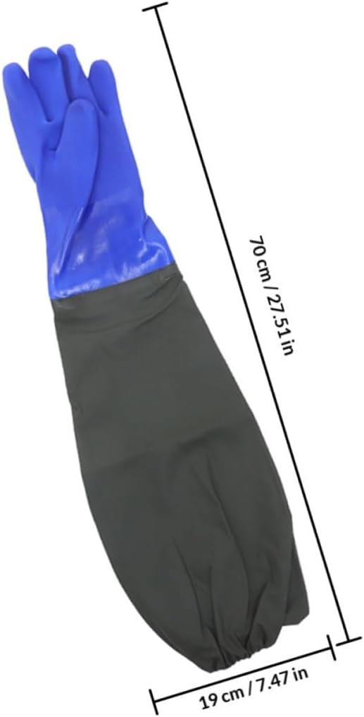 Elbow Length Waterproof Rubber Dishwashing Gloves Long Cuff Cleaning Gloves with Flocked Lining 2 Pairs Medium Size Blue