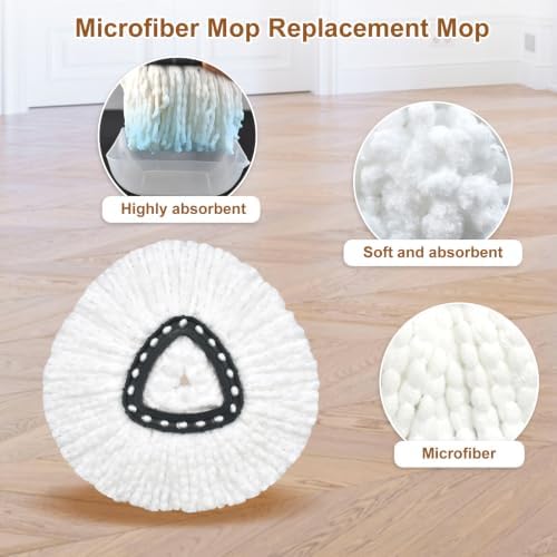 Mop Heads Replacements Compatible with Ocedar EasyWring 1 Tank, Spin Mop Replacement Head, Include 4 O Cedar Mops Replace Heads,1 Scrubber MOp Head and 1 Mopping Base for Cleaning(Not Include Bucket)