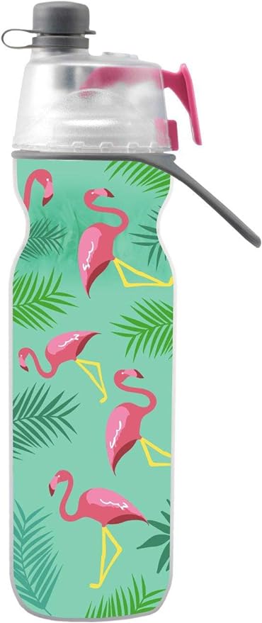 O2COOL Mist N Sip 20 oz Misting Reusable Sports Water Bottle Flamingo
