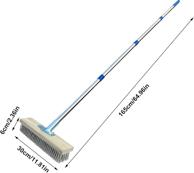Heavy Duty Broom Patio Scrubber Moss Algae Plant Stain Remover | Deck Scrub Brush Long Handle Outside Moss Remover Outdoor Scrubbing Tool Garage Cleaner for Patio Deck Garden Shower Wall