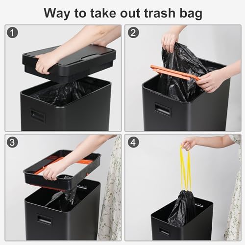 Mbillion 21 Gallon Touchless Motion Sensor Trash Can | Rectangular black smart garbage can with lid, automatic touchless design for kitchen, bedroom, home & office use