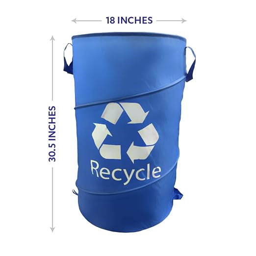 33 Gallon Blue and Black Glass Pop Up Trash and Recycling Container 2 Pack Bundle