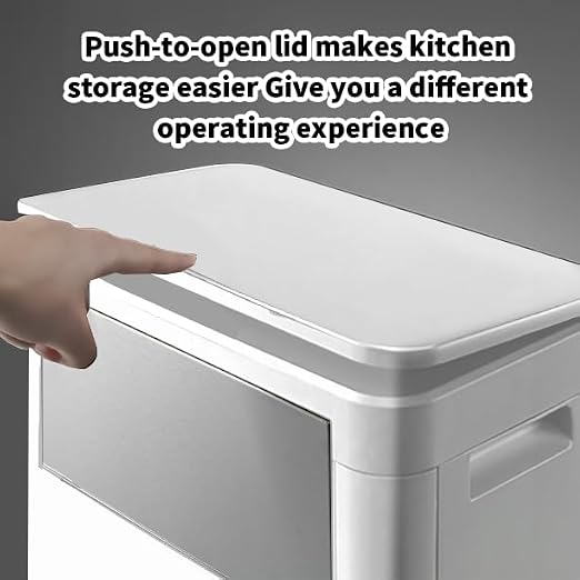 WanWanKa Trash Can with Lid, Large Tall 8 Gallon Commercial Trash Can,White | Plastic Waste Bin with Press top Lid, White Garbage Can Suitable for Kitchen, Bathroom, Bedroom, Living Room, Office