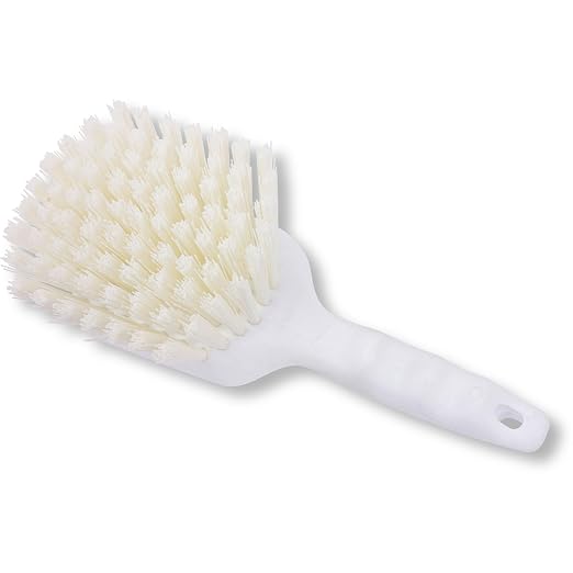 SPARTA 40541EC02 Plastic Scrub Brush, Utility Brush, Kitchen Brush with Hanging Hole for Cleaning, 8 Inches, White, (Pack of 6)