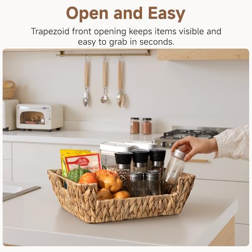 StorageWorks Pantry Baskets for Organizing, Woven Baskets, Water Hyacinth | Pantry Baskets for Patato and Onion Storage, Stackable Wicker Basket Organizer for Shelf, Woven Basket for Storage, 2-Pack