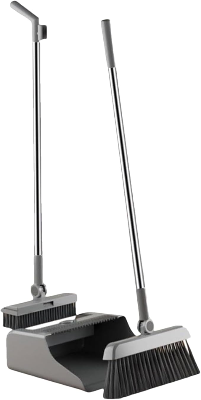 Broom with Dustpan Combo Set 3 Pieces Rust Proof Cleaning Tool Gadgets | Broom With Dust Pan for Home Kitchen Apartment Indoor Outdoor Floor Dorm Garage
