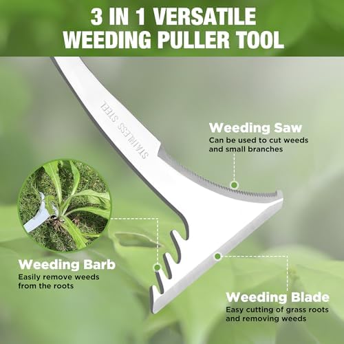 WORKPRO Crack Weeder, 12.5" Stainless Steel Crevice Weeding Tool | Soft PP+TPR Handle, L-Shaped Side-Walk Weed Removal Scraper, for Garden Lawn Yard Patio Terrace Paving