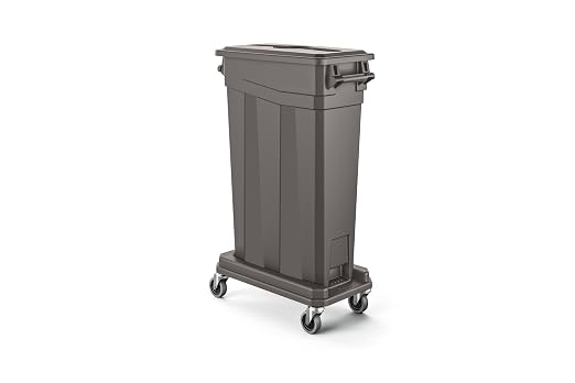 Suncast 23 Gal, Commercial Narrow Trash Can with Handles, Gray, Made in USA