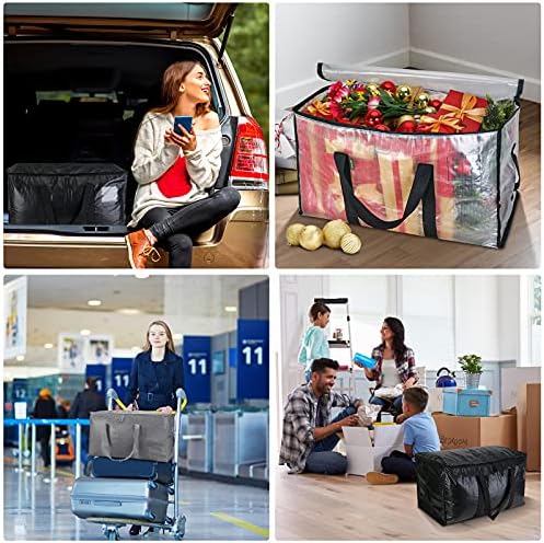 BALEINE 6-Pack Oversized Moving Bags with Reinforced Handles, Heavy-Duty Storage Tote for Clothes, Moving Supplies (Black, 6-Pack)
