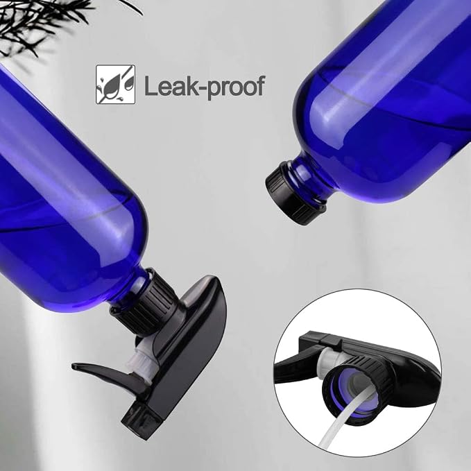 Glass Spray Bottles for Cleaning - 16 oz Refillable Spray Bottles for Hair | Blue Glass, Adjustable Nozzle, Refillable Container, Leak-proof, Spray Bottles for Hair, Cleaning Solutions, Plants, 1 Pack