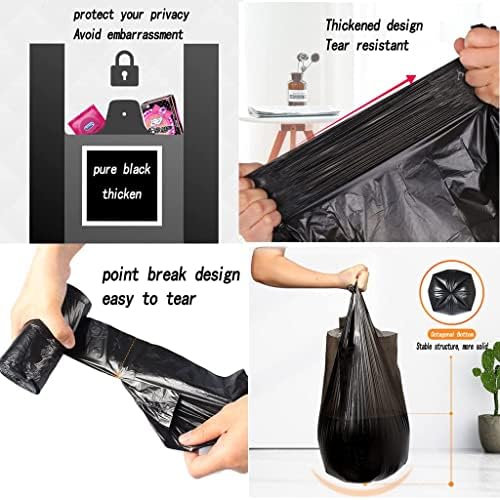 Small Black 4 Gallon Trash Bag,Handle,200 Counts Small Garbage Bags | Thicken Value, For Bathroom Bedroom Office Kitchen