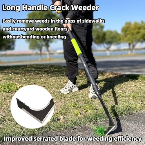 Crack Weeder, 48" Long Handle Crevice Weeding Tool with Soft Grip | Stainless Steel Weed Puller Tool Weeder Tool, Efficient Weed Remover Tool for Sidewalk, Paver, Narrow and Wall Gaps