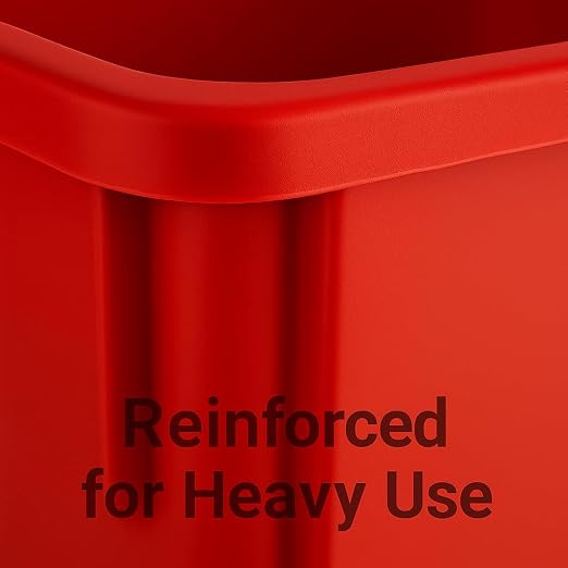 23 Gallon Slim Recycle Bin – Space-Saving Rectangular Recycling Container with Handles, Durable Plastic, Stackable Design for Office, School, Restaurant & Home Use (Red)
