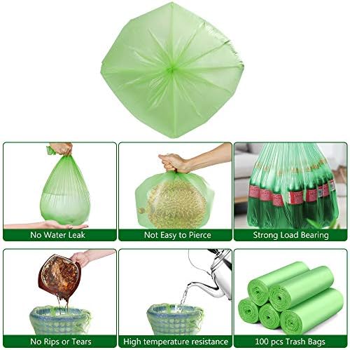Biodegradable Trash Bags 4-6 Gallon, 100 Counts, Extra Thick 0.71 MIL Small Trash Bag Recycling Garbage Bags For Kitchen Bathroom Yard Office Wastebasket Car