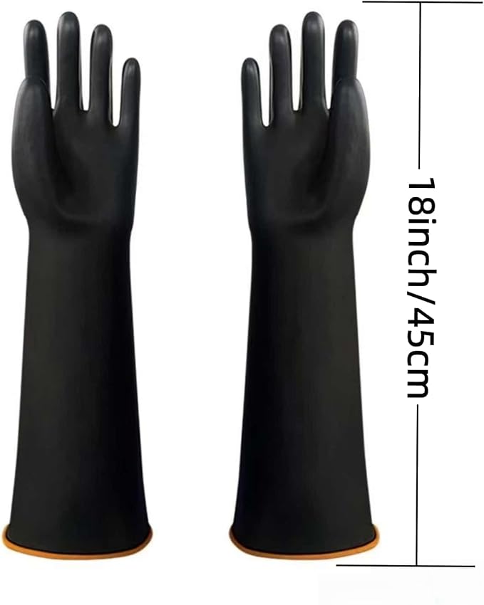 Household Cleaning 18inch Kitchen Dishwashing Rubber Gloves | Red Long Sleeved Heavy-duty Waterproof gloves, household kitchen dishwashing, Long cuffs, Reusable, Non slip
