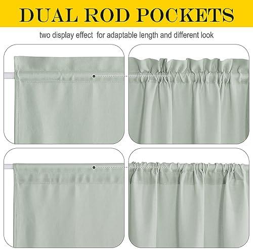 NICETOWN Sage Green Kitchen Sheer Door Window Curtain 26 x 72 inches Long | Light Filtering, Rod Pocket with Tieback, Farmhouse French Door Shade for Front Back Window Cover, 1 Panel, Off White