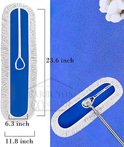 24" Industrial-Grade Cotton Dust Mop Head Refills – Easy Sweep for Home, Gym, Commercial Spaces – Heavy-Duty for Janitorial &Sweeper Replacement Housekeeping & Floor Sweeping (2)