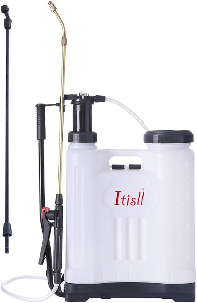 ITISLL 4 Gallon Backpack Sprayer, Leak-Free Pump Sprayer with Telescopic Brass Wand, Durable Polyethylene Wand for Garden and Lawn 15liter