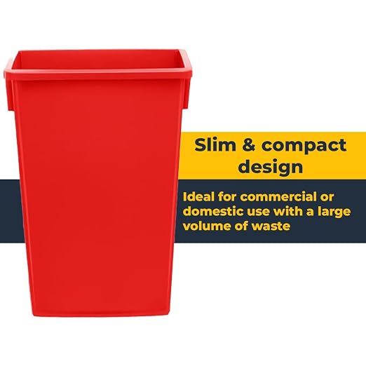 3 pack 23 Gallon Waste Bin with Swing Lid, Heavy-Duty Trash Can, Slim Rectangular Garbage Bin, Durable Waste Container, Recycling Bin, Plastic Wastebasket for Kitchen, Garage, Restaurants, Office
