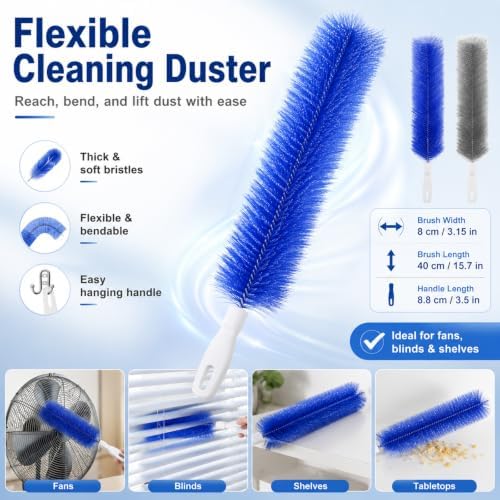 Aquanexis 90 Flexible Ceiling & Fan Dust Magnet, Easy to Clean, Hanging Holes, Soft Bristles, Flexible and Reusable, Suitable for Fans, Curtains, Car Vents, and More