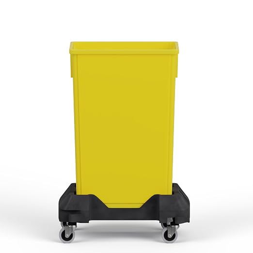 23 Gallon Yellow Rectangular Slim Trash Can with Dolly | Great for Home, Commercial, or Restaurant Use.