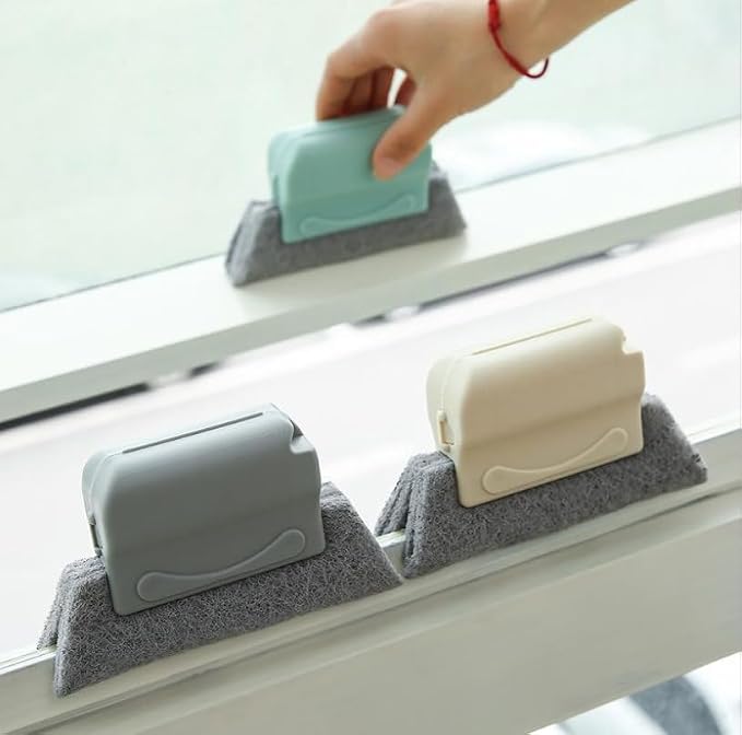 Multi-Functional Window Track Cleaner - Window Groove Cleaning Brush Tools with Corner Scraper & Detachable Brush, Portable for Crevice - Sill Scrub Brush Tool for Bathroom, Kitchen Tiles, Door Slots