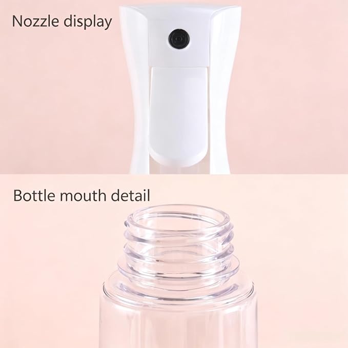 Continuous Fine Mist Spray Bottle, 200ml/6.8oz Gradient Refillable Leakproof Sprayer for Hair Curls Styling, Salon Barber, Skin Care, Pets, Plants & Household Cleaning (Pink)