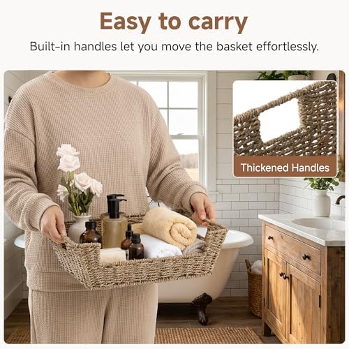 StorageWorks Pantry Baskets for Organizing, Woven Baskets, Seagrass | Pantry Baskets for Patato and Onion Storage, Stackable Wicker Basket Organizer for Shelf, Woven Basket for Storage, 2-Pack